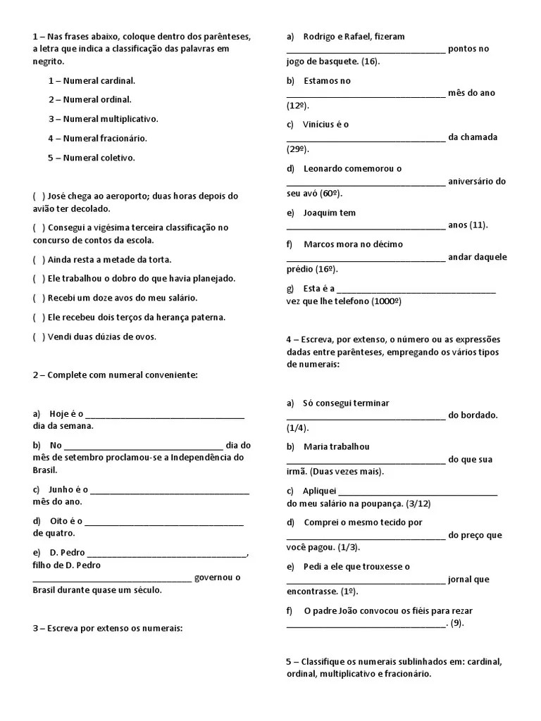 Numeral 6 Ano | PDF | Linguística