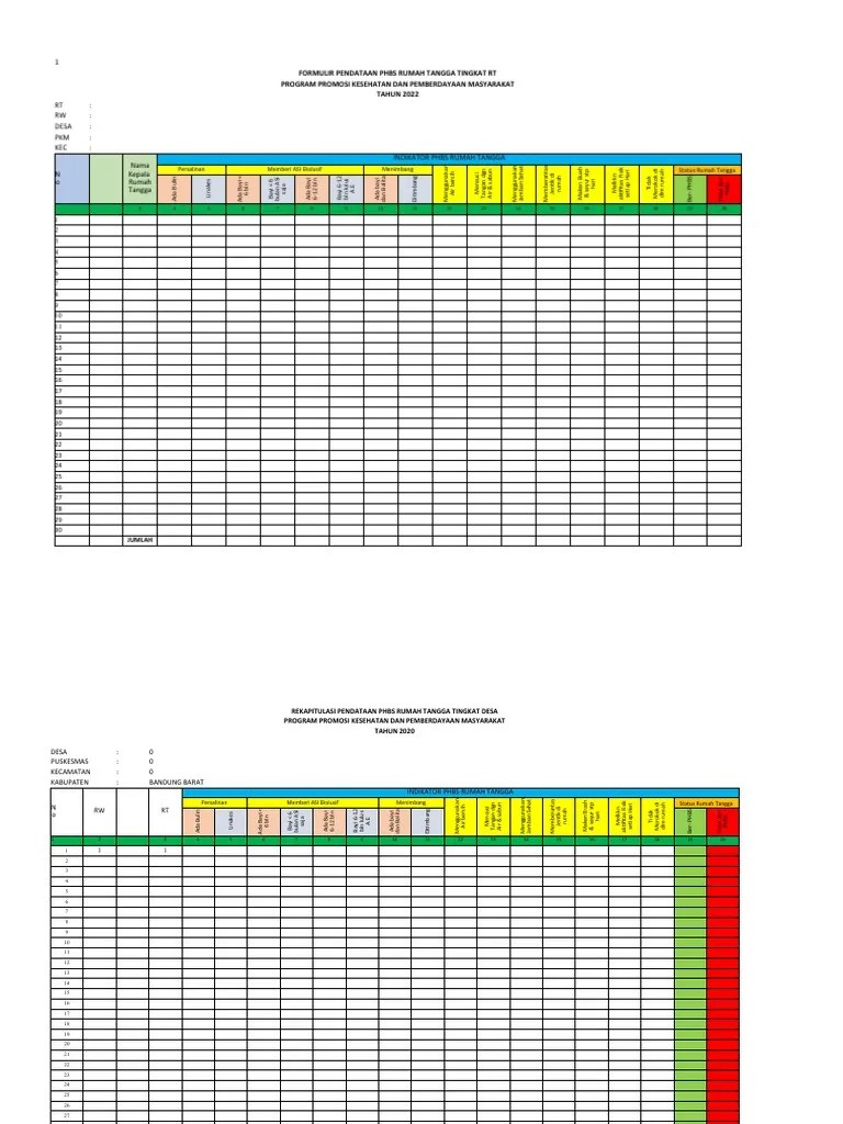 Format Pendataan Phbs Rt Pdf