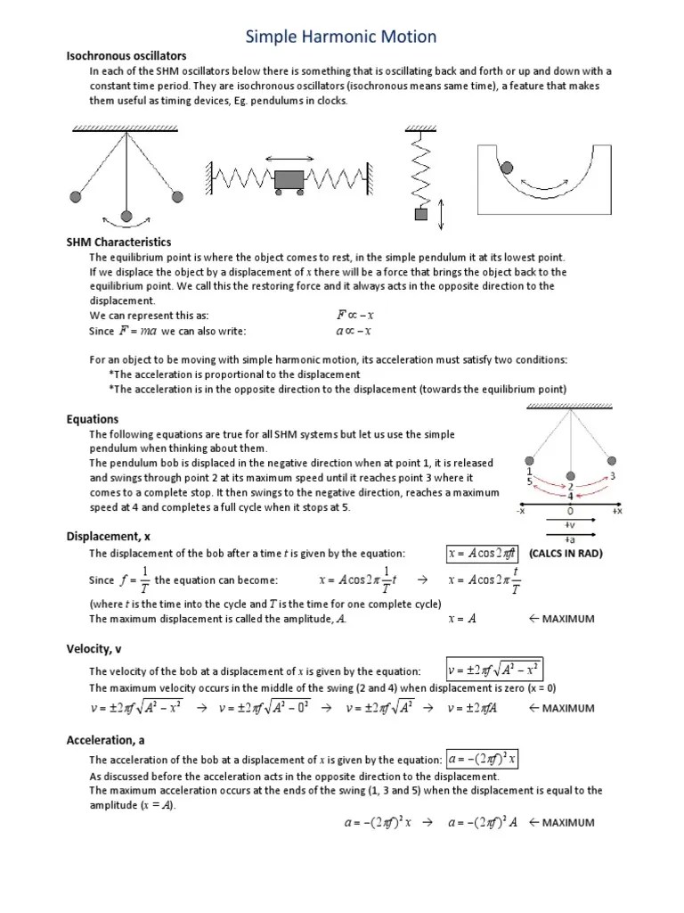 4.1 Simple Harmonic Oscillations Notes | PDF | Oscillation | Pendulum