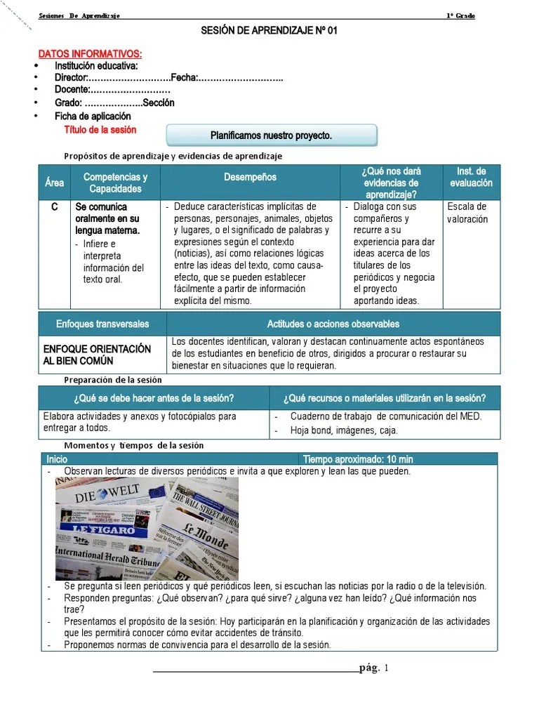 Sesiones De Aprendizaje Septiembre 1° | PDF | Aprendizaje | Evaluación