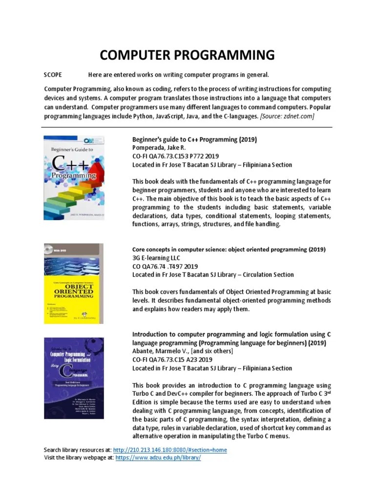 Computer Programming | Download Free PDF | Computer Programming ...