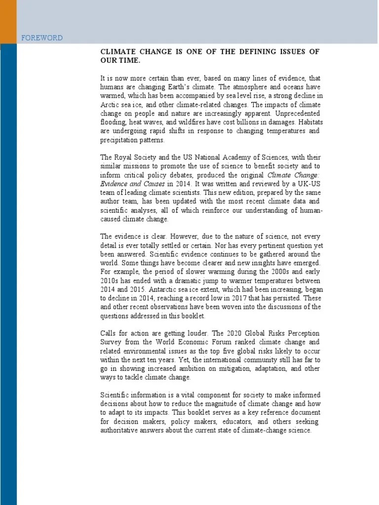 Plan A - Climate Change - Evidence And Causes Update 2020 1 | PDF ...