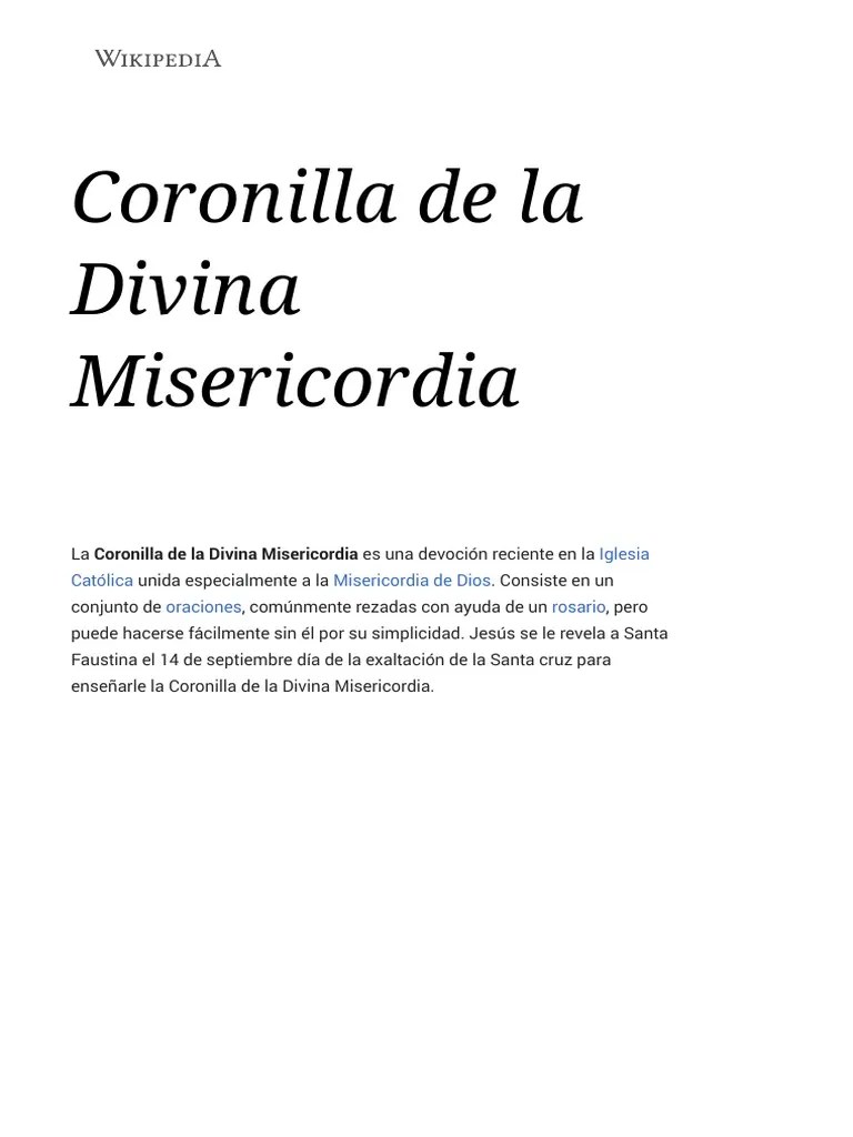 Coronilla De La Divina Misericordia - Wikipedia, La Enciclopedia Libre ...
