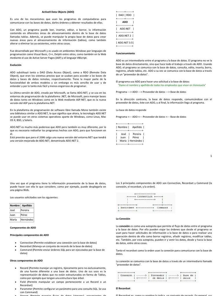 ActiveX Data Objects | PDF | Active X Data Objects | Software Del Sistema