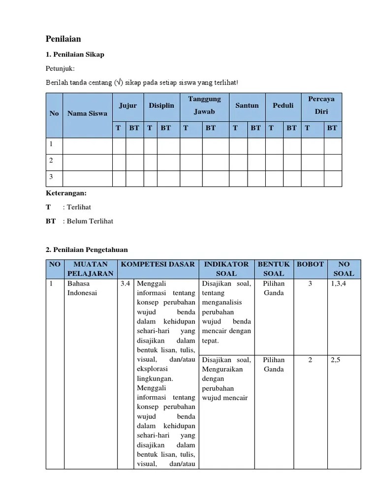 Penilaian Kelas 3 | PDF