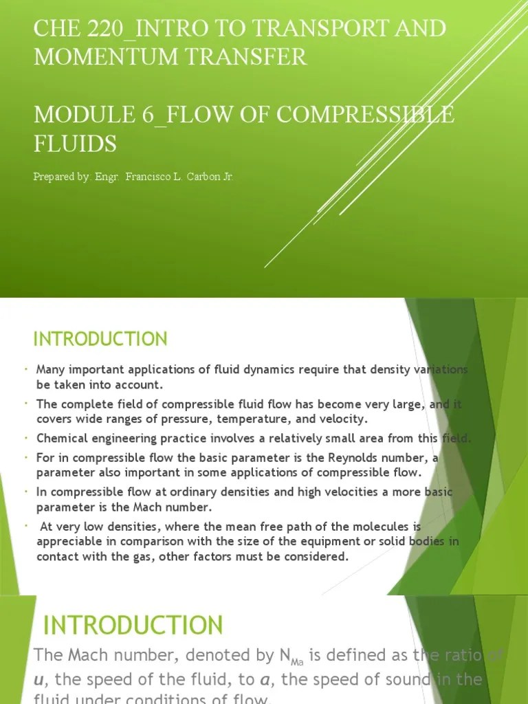 ChE 220 Mod 6 Flow Of Compressible Fluid | PDF | Fluid Dynamics | Mach ...