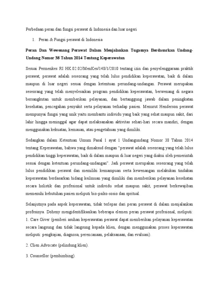 Peran Dan Fungsi Perawat | PDF