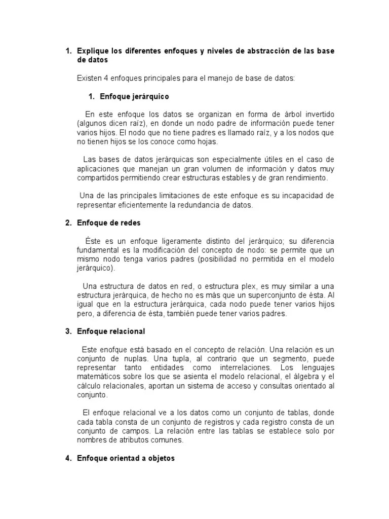 Niveles De Abstracción Y Enfoques De Bases De Datos | PDF | Bases De ...