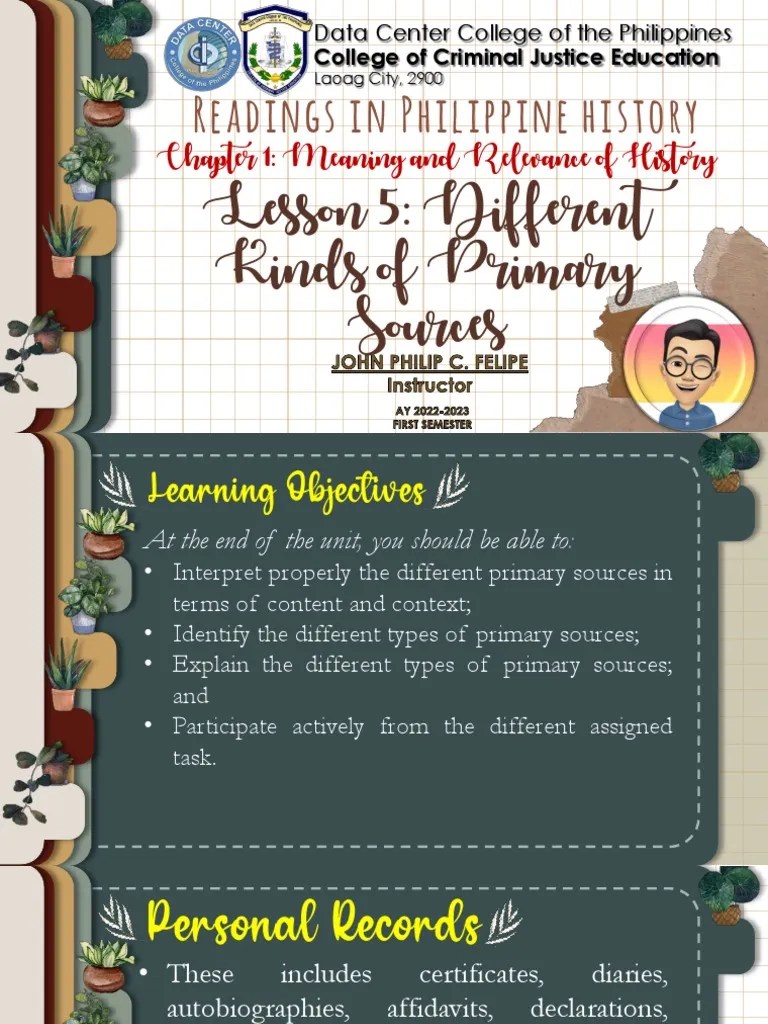 Lesson 5 Different Kinds Of Primary Sources | PDF