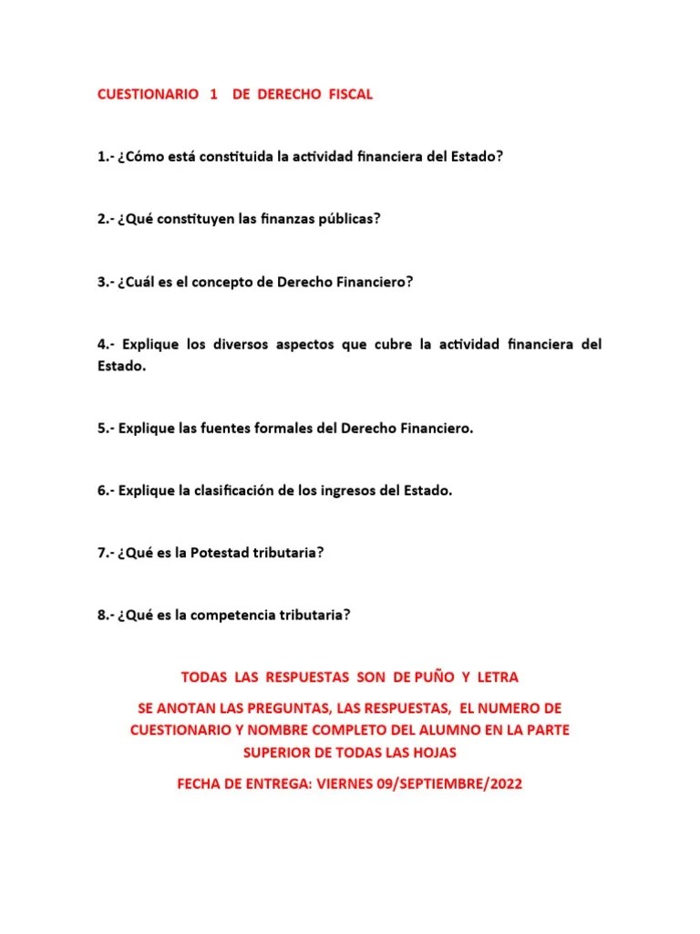 Preguntas Para Derecho Fiscal | PDF | Contabilidad | Gobierno
