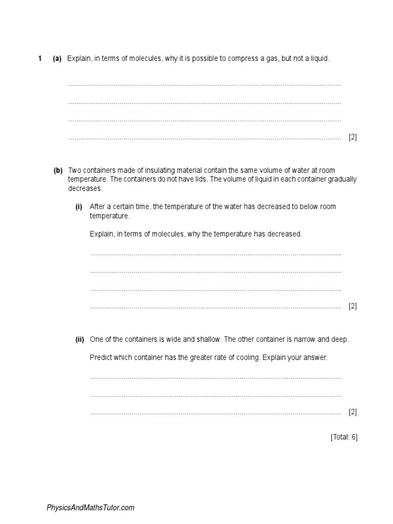 Simple Kinetic Molecular Model Of Matter 1 QP | PDF | Gases | Pressure