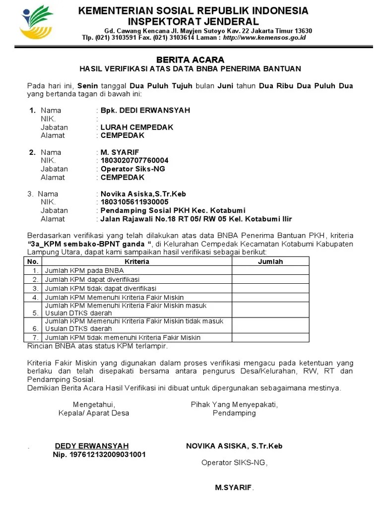 Berita Acara BPK | PDF