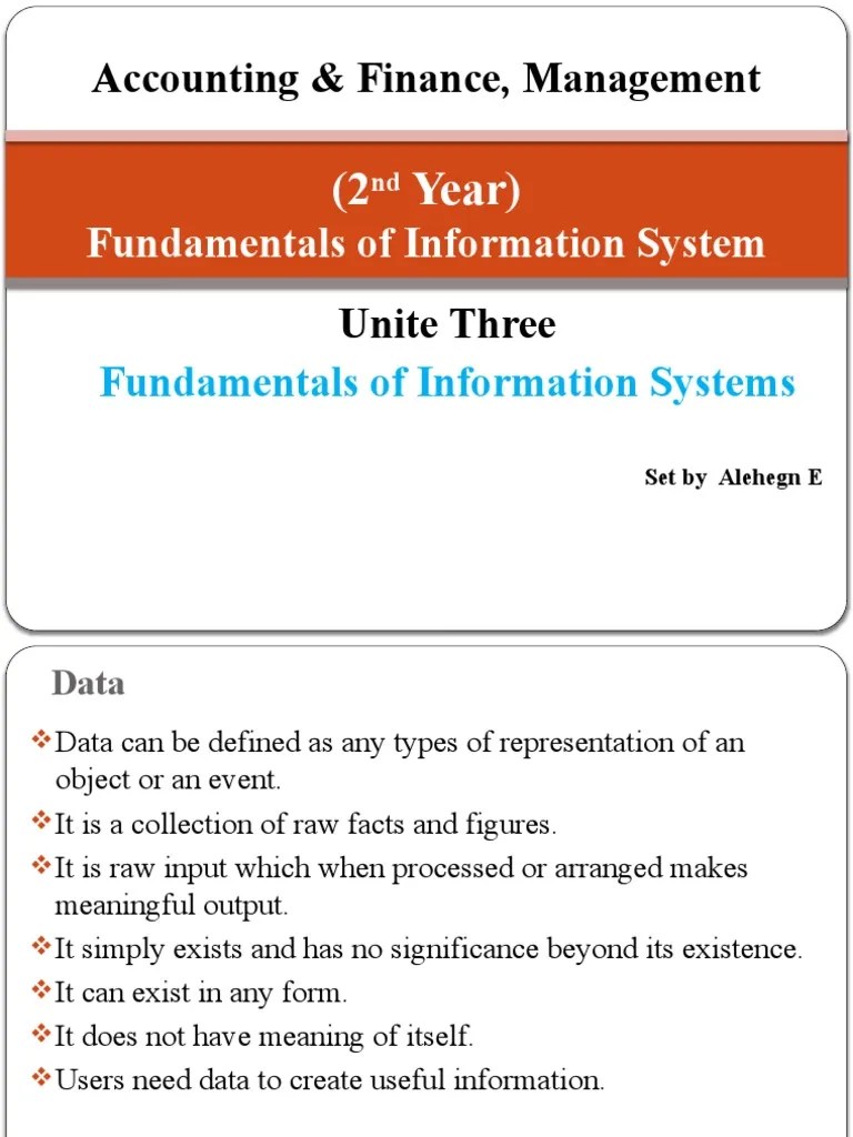 Fundamentals Of Information System 2nd Year Unite 3 | PDF | Information ...