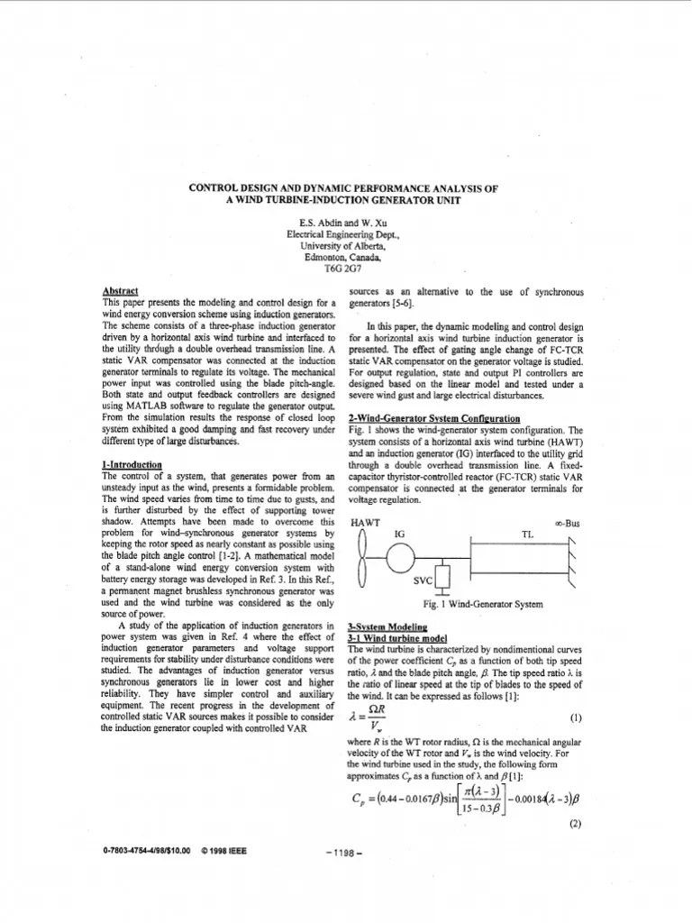 Control Design And Dynamic Performance Analysis Of A Wind Turbin | Download Free PDF | Control ...
