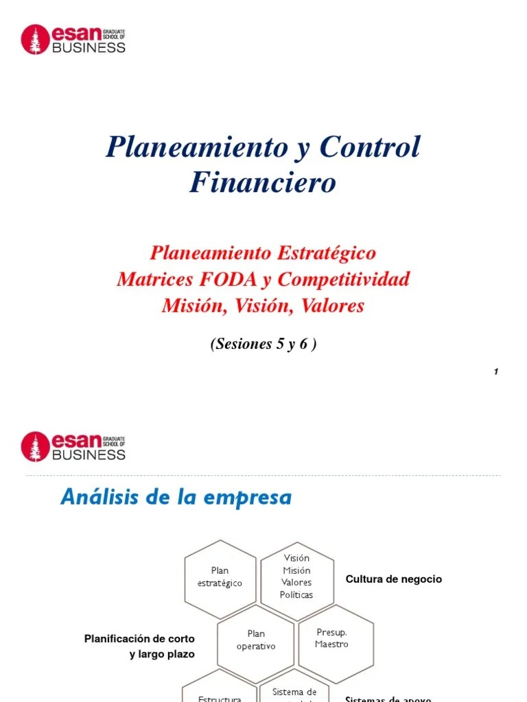 Sesion 05 Y 06 Planeamiento Estratégico Mision, Vision, P Y CF | PDF | Planificación | Análisis FODA