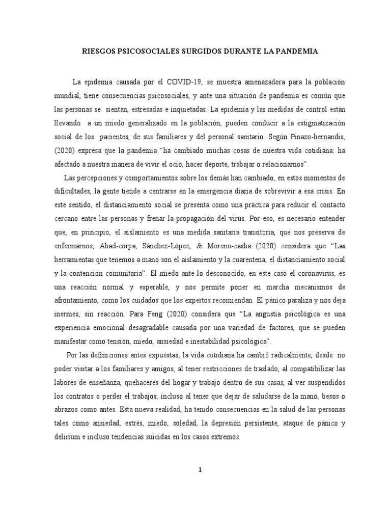 Riesgos Psicosociales Surgidos Durante La Pandemia | PDF ...