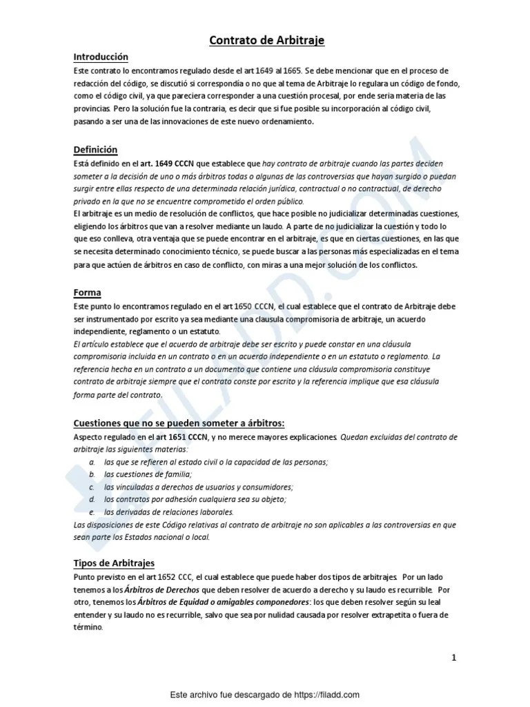 Contrato De Arbitraje | PDF | Arbitraje | Mandato