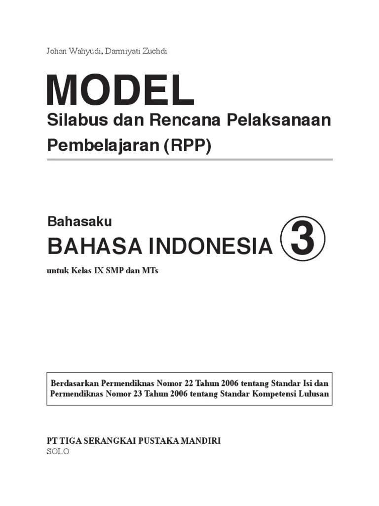 Silabus Bahasa Indonesia Smp Kelas 8 - Silabus RPP Bahasa Indonesia Smp Kelas IX