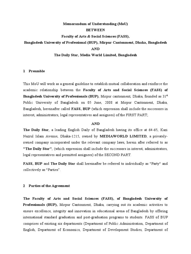 Memorandum Of Understanding (MoU) | PDF | Intellectual Property | Newspapers