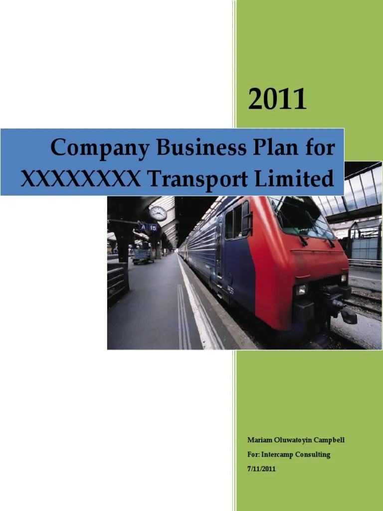 Business Plan Template For A Transport Company Transport Business