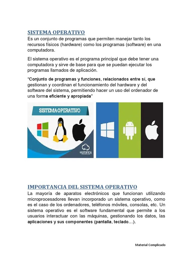 Sistema Operativo | Descargar Gratis PDF | Archivo De Computadora | Sistema Operativo