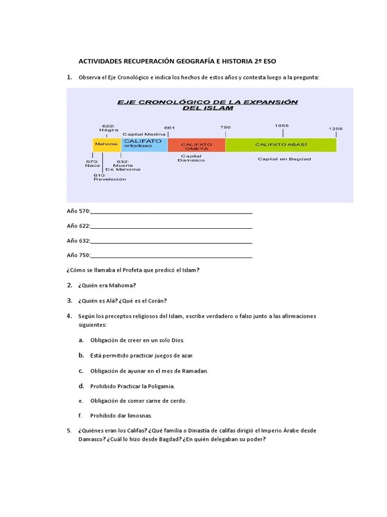 Actividades Recuperación Primera Evaluacion Geografía E Historia 2º Eso ...