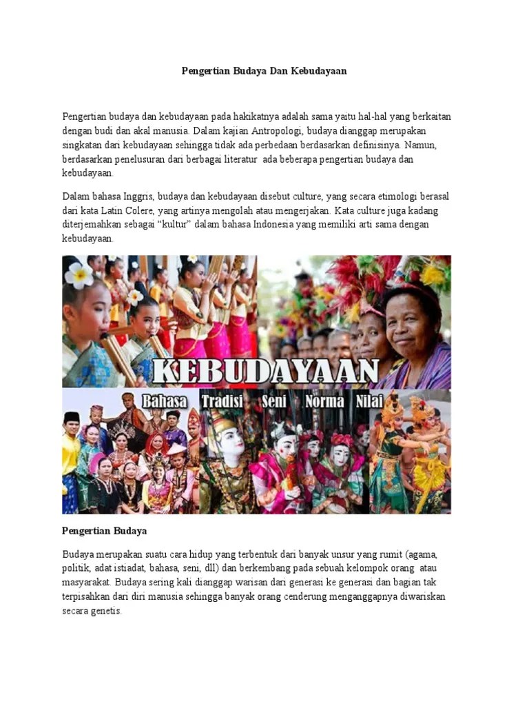 Pengertian Budaya Dan Kebudayaan | PDF