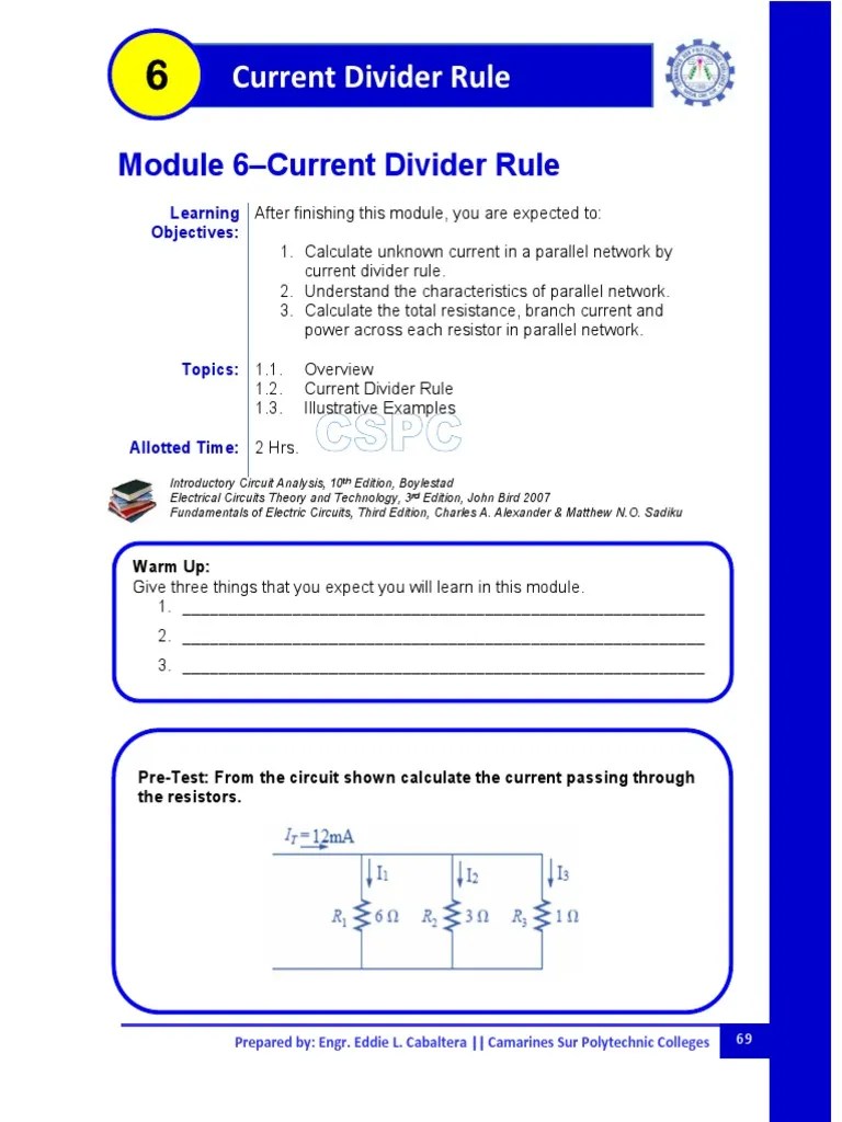 Module 6 - Current Divider Rule | PDF | Series And Parallel Circuits ...