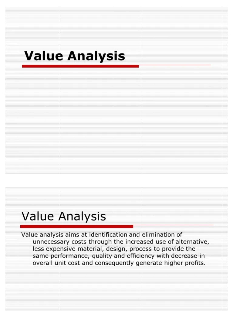 Value Analysis | PDF