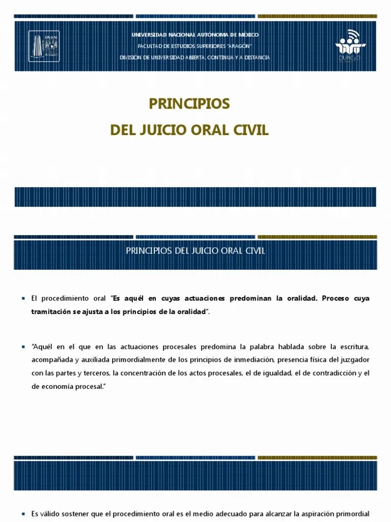 M2. Lectura 3 Principios Del Juicio Oral Civil | PDF | Ley Procesal | Sentencia (ley)