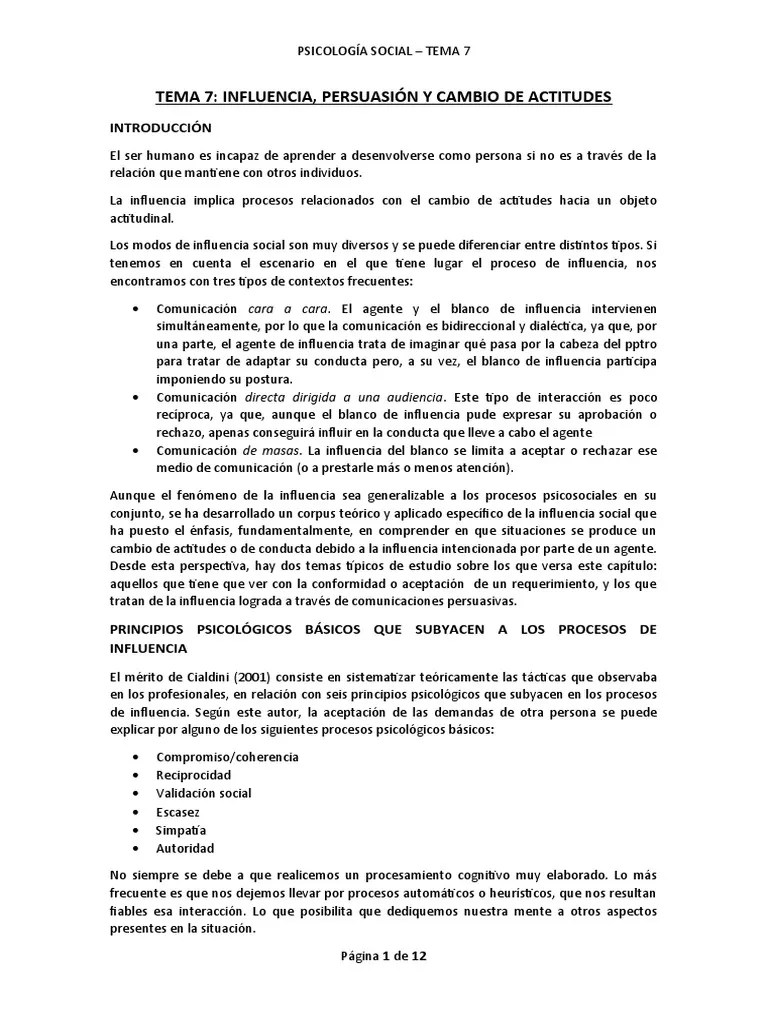 TEMA 7 Psicología Social UNED | PDF | Psicología Social | Pensamiento