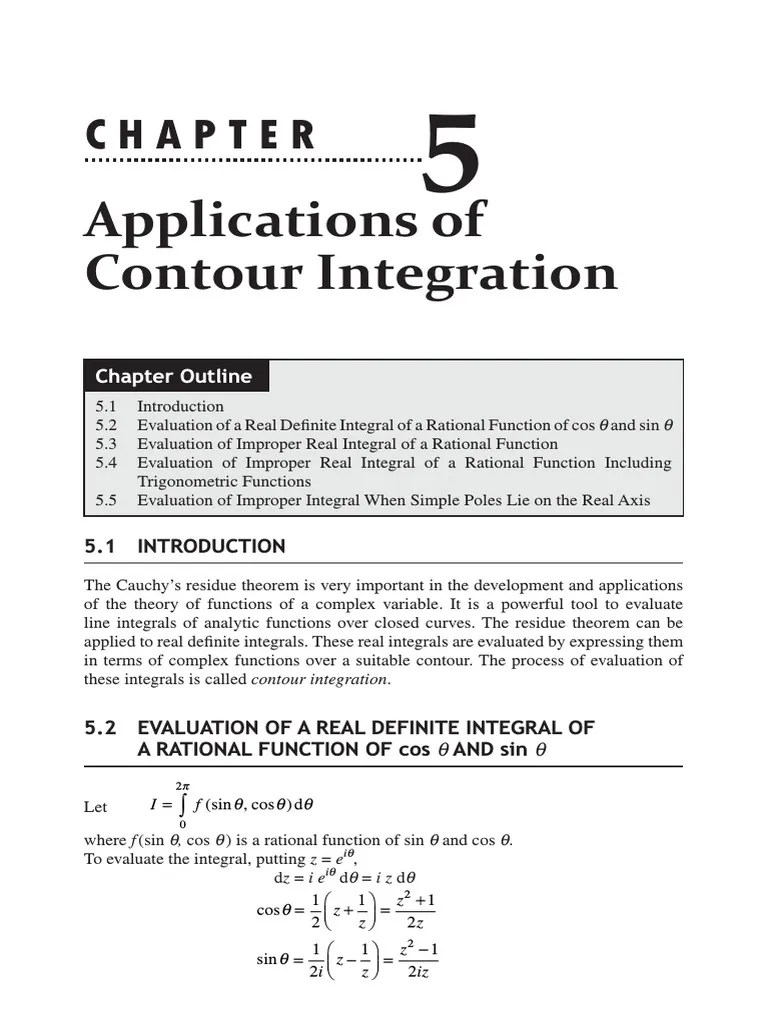 Application Of Contour Integrals | PDF | Integral | Calculus