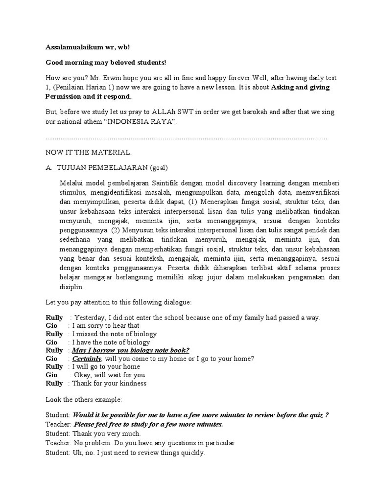 Requesting Permission And Responding Appropriately: A Lesson On Asking ...