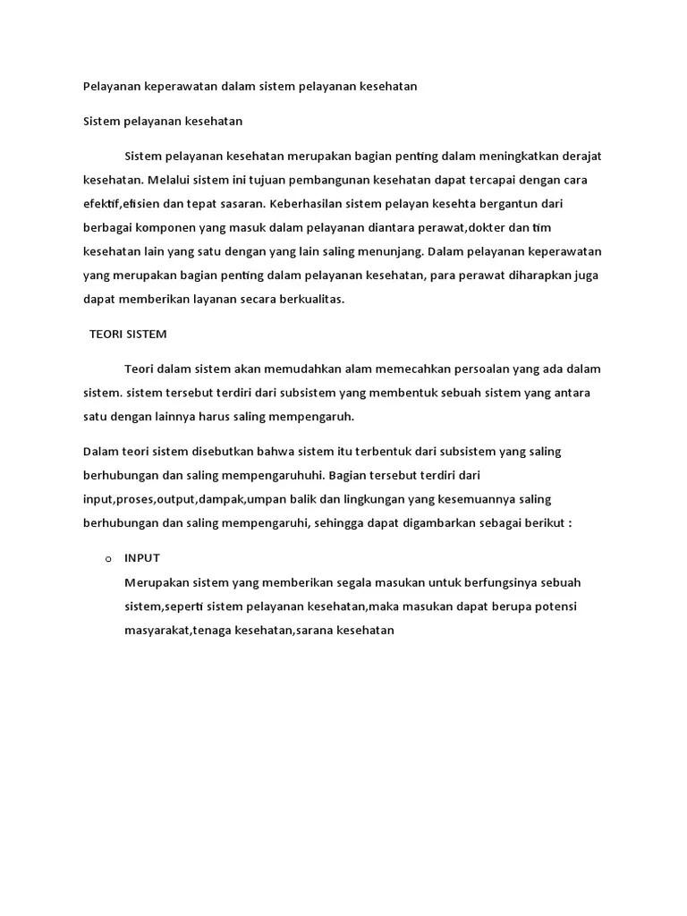 Pelayanan Keperawatan Dalam Sistem Pelayanan Kesehatan | PDF