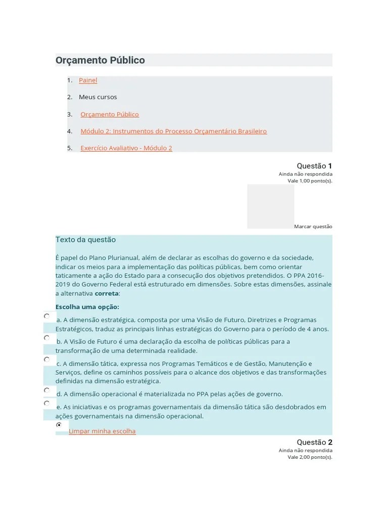 Orçamento Público Exercicio | PDF | Orçamento Governamental | Orçamento