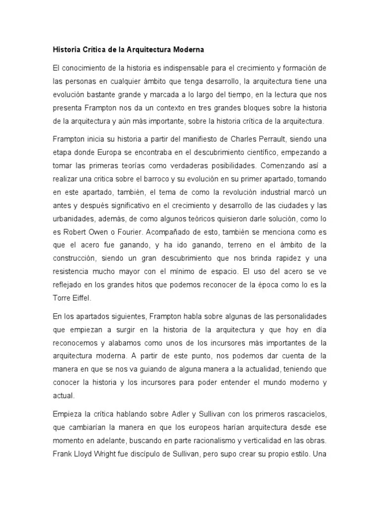 Historia Crítica De La Arquitectura Moderna | PDF