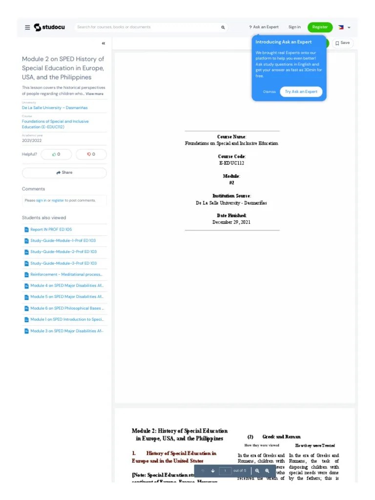 Module 2 On SPED History Of Special Education In Europe, USA, And The Philippines | PDF ...