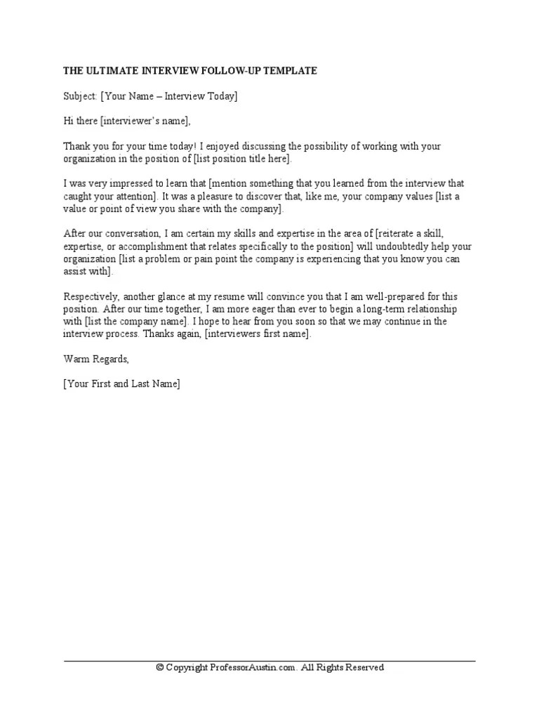 The Ultimate Interview Follow Up Template | PDF