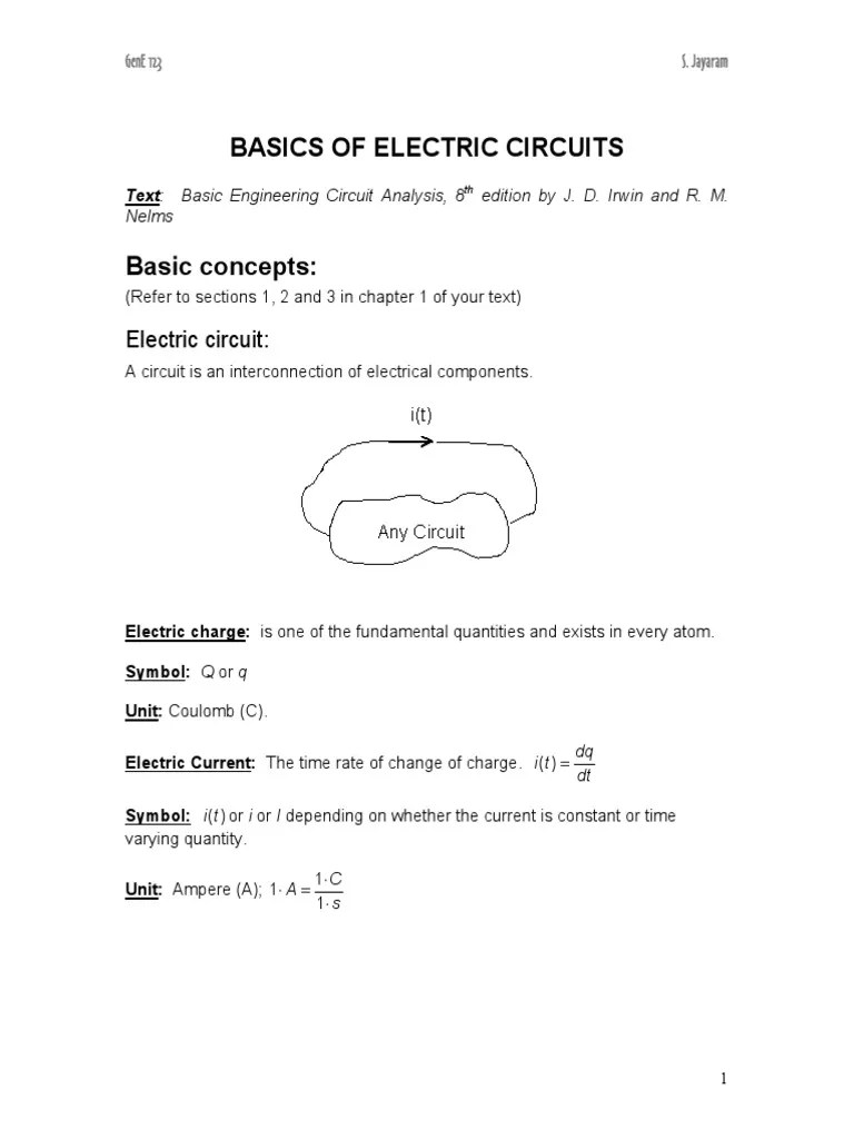 3 Basics Of Electric Circuits | PDF | Electric Current | Electrical Network