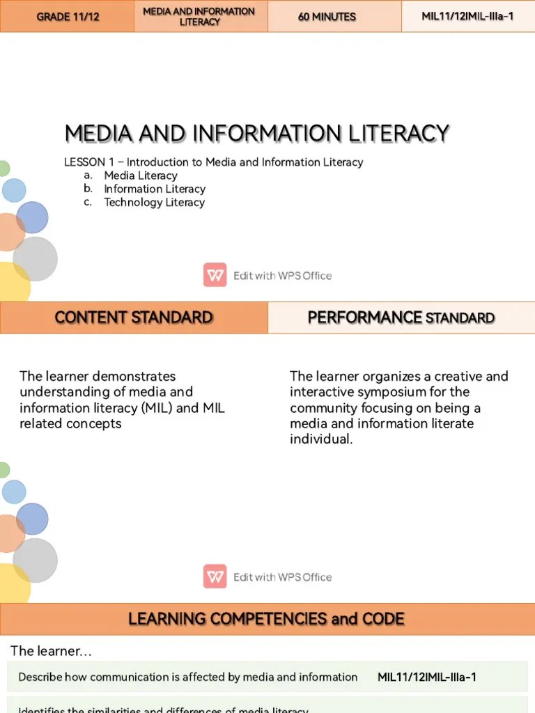 Lesson 01 Introduction To Media And Information Literacyjim | PDF