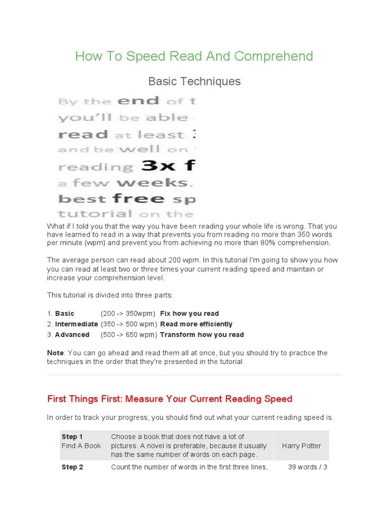 Speed Reading Made Simple: Three Basic Techniques To Increase Your ...