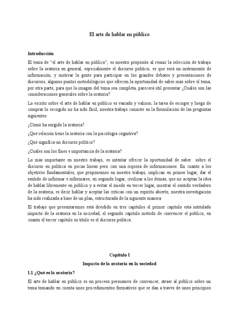 El Arte De Hablar En Público | PDF | Retórica | Hablar En Público