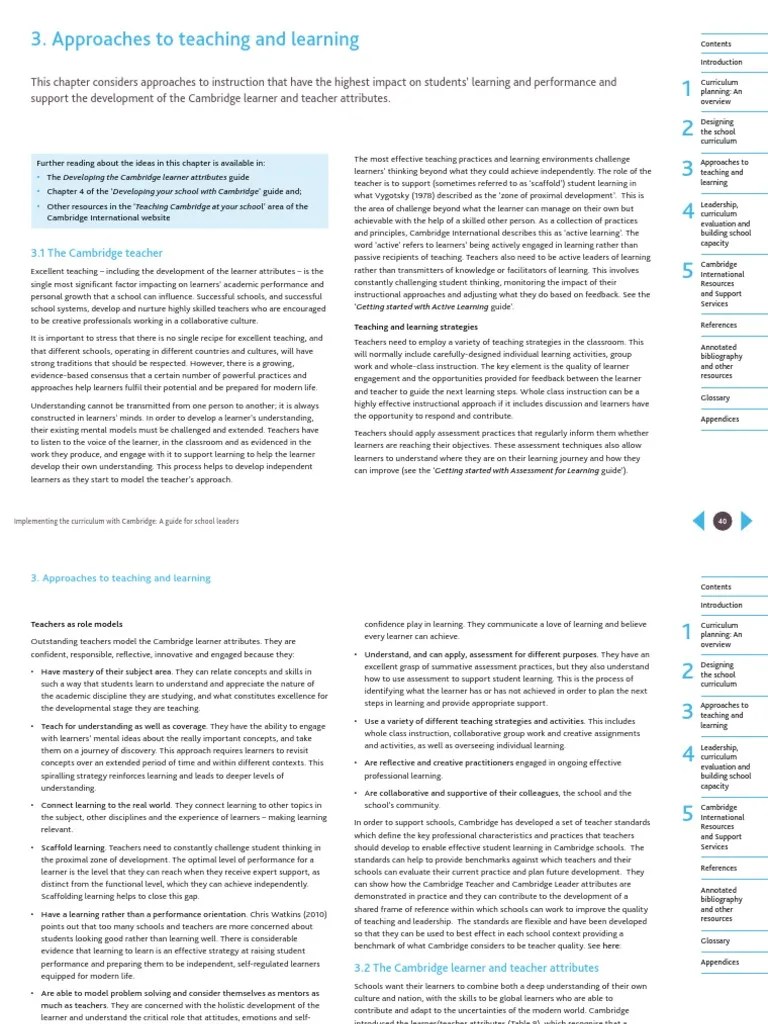 Approaches To Teaching And Learning | PDF | Teaching Method | Learning