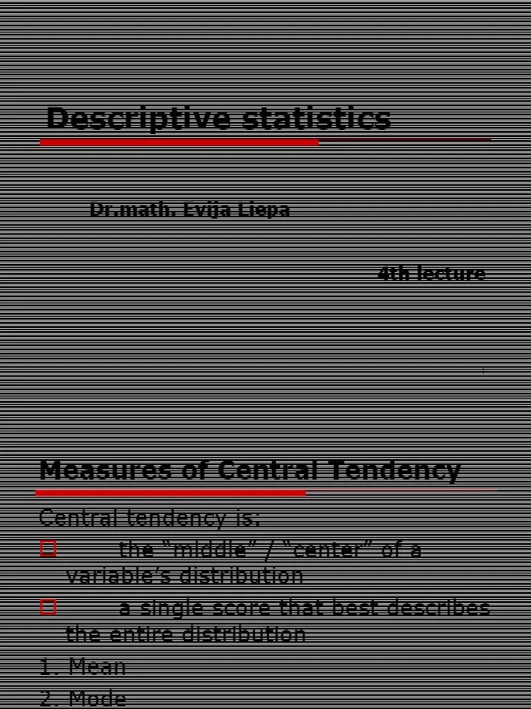 Measures Of Central Tendency And Variability Explained | PDF | Statistics | Statistical Analysis