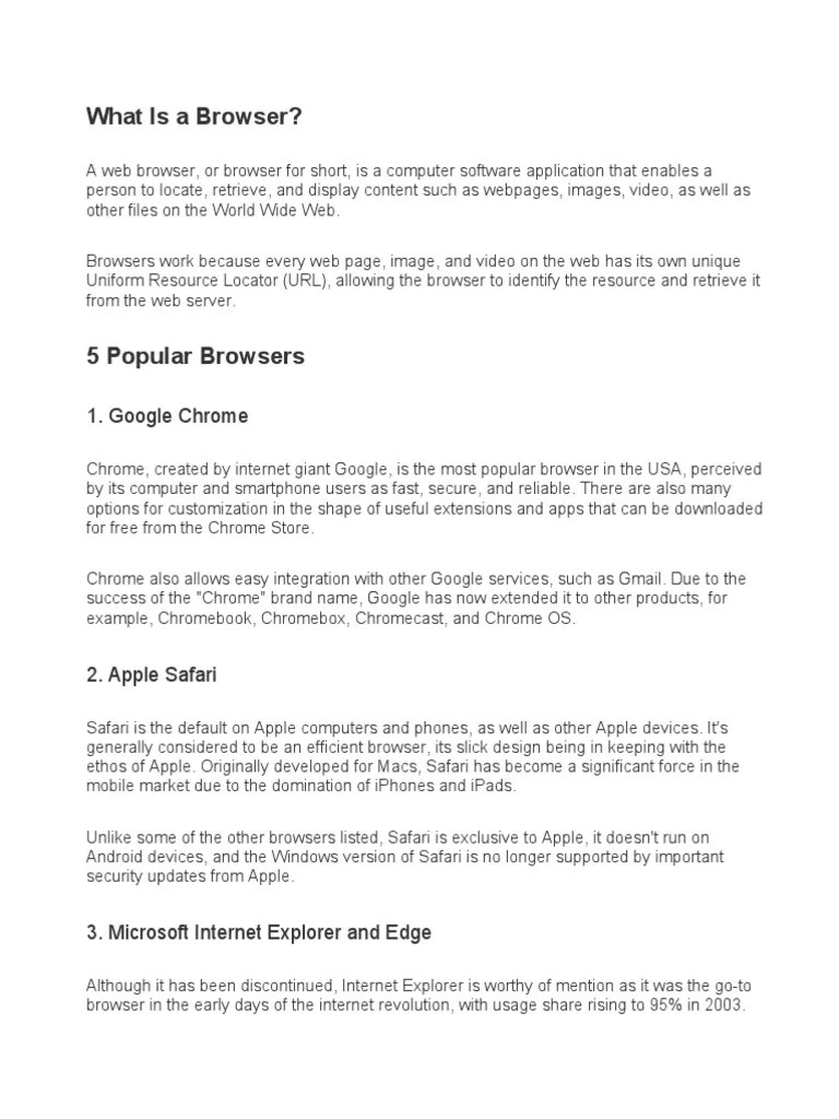 What Is A Web Browser | Download Free PDF | Safari (Web Browser) | Internet Explorer