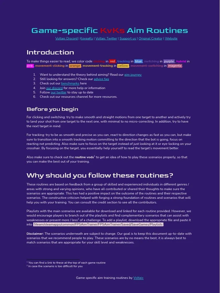 Voltaic X KovaaKs - Game Specific Aim Training Routines Ingles | PDF