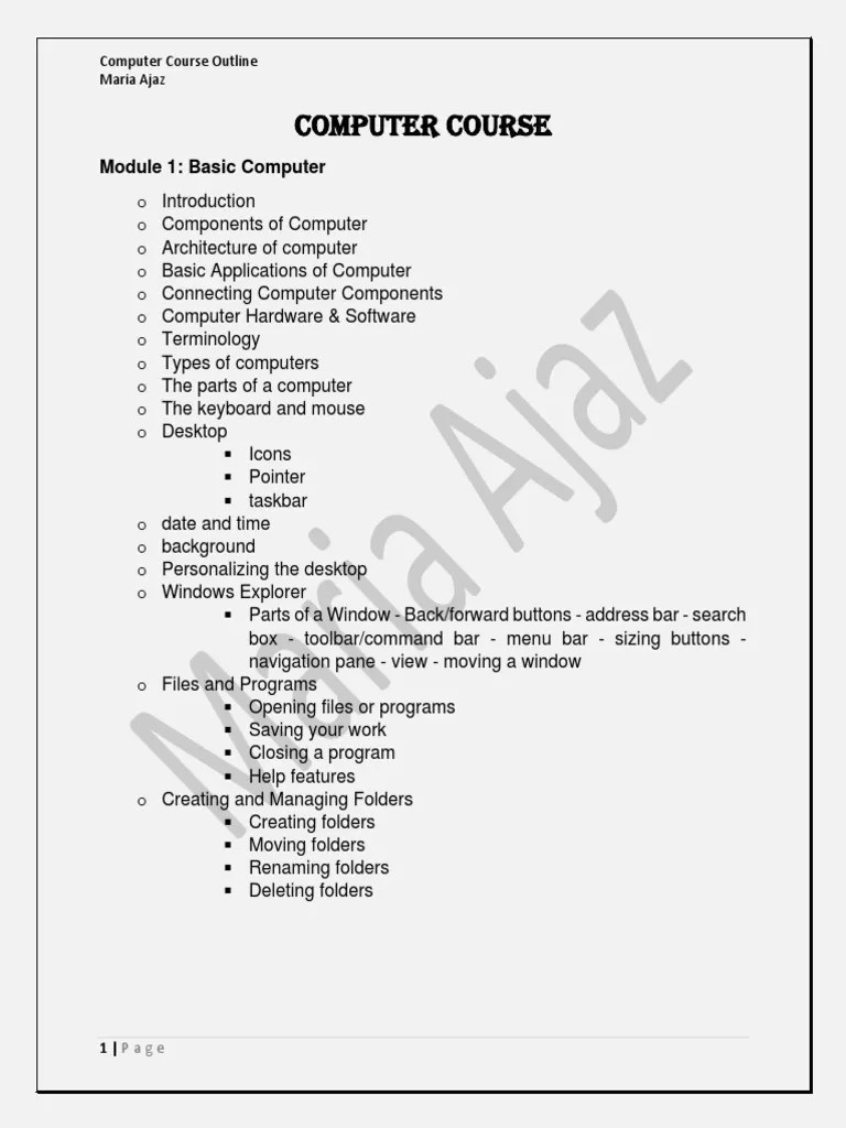 Computer Course 1 | PDF | World Wide Web | Internet & Web