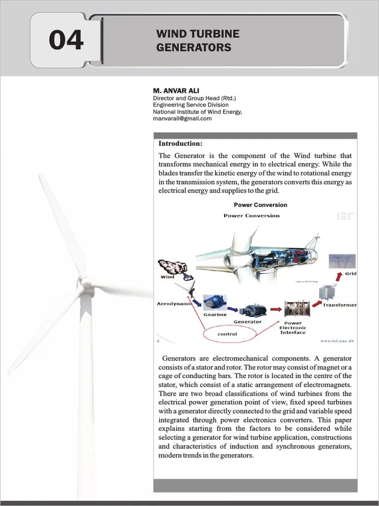 4 Wind Turbine Generators | PDF | Electric Generator | Electric Motor