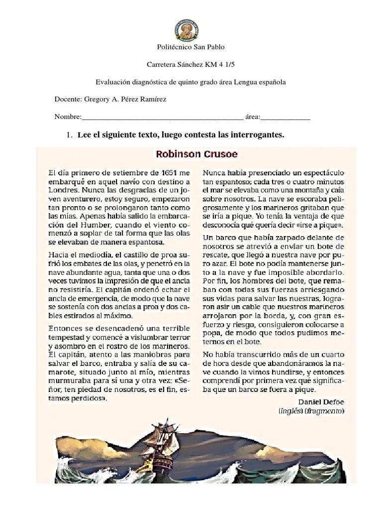 Evaluacion Diagnóstica 5to | PDF