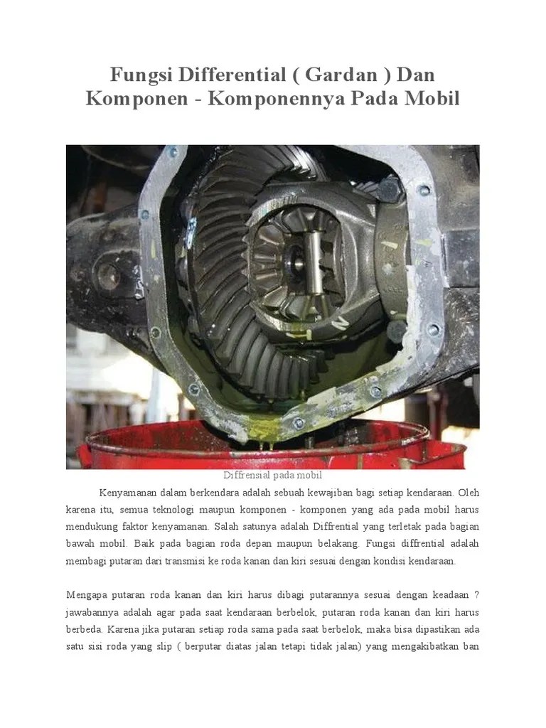 FUNGSI DAN KOMPONEN DIFFERENTIAL PADA MOBIL | PDF